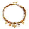 Wholesale Orange Printed Headscarf Stainless Steel Bee Pendant Necklace Electroplated Jewelry For Women
