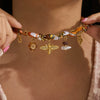 Wholesale Orange Printed Headscarf Stainless Steel Bee Pendant Necklace Electroplated Jewelry For Women