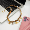 Wholesale Orange Printed Headscarf Stainless Steel Bee Pendant Necklace Electroplated Jewelry For Women