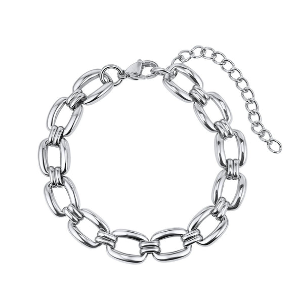 Wholesale Original Design Geometric Real Gold Plated Stainless Steel Cuban Chain Bracelet For Women
