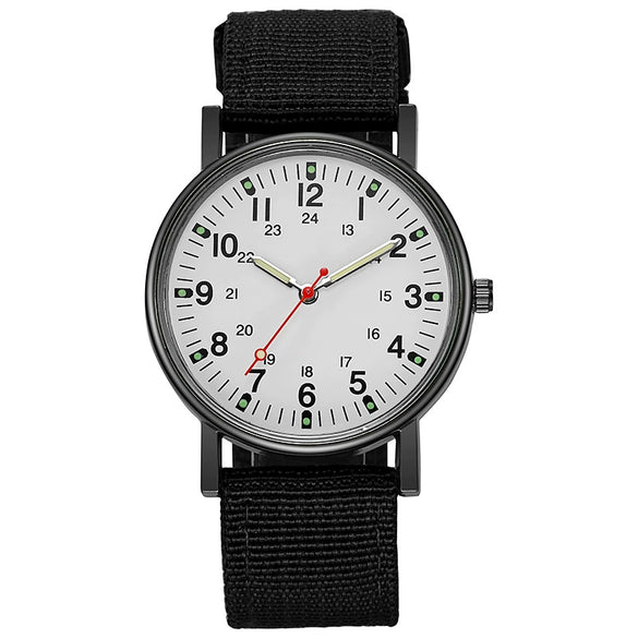 Wholesale Outdoor Sports Watch Plastic Dial Canvas Strap Round Shape Luminous Leisure Style