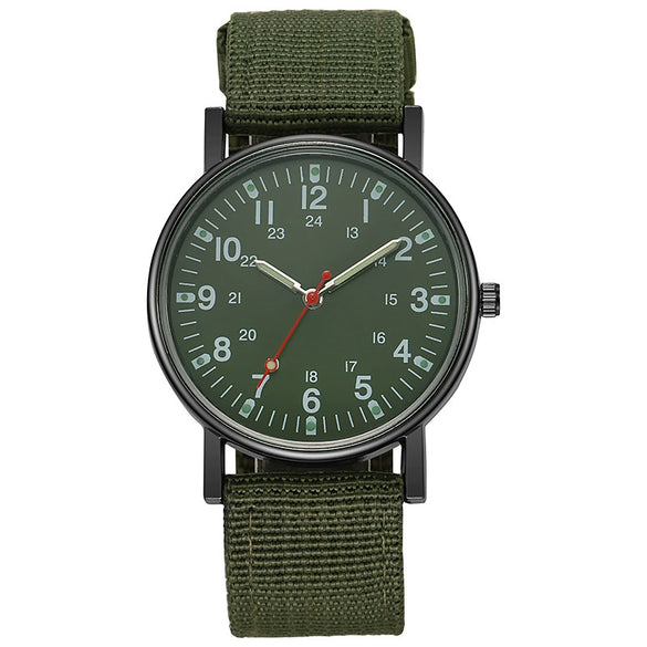 Wholesale Outdoor Sports Watch Plastic Dial Canvas Strap Round Shape Luminous Leisure Style