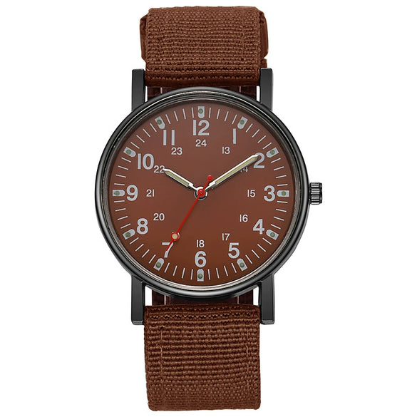 Wholesale Outdoor Sports Watch Plastic Dial Canvas Strap Round Shape Luminous Leisure Style
