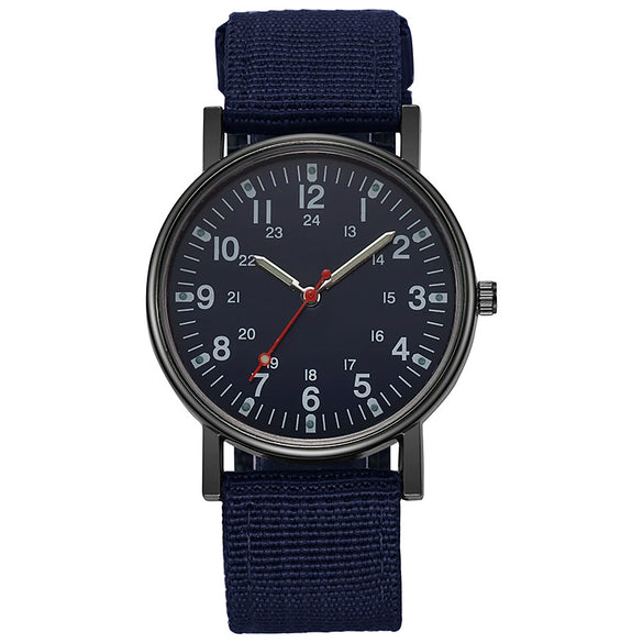 Wholesale Outdoor Sports Watch Plastic Dial Canvas Strap Round Shape Luminous Leisure Style