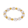 Wholesale Oval Bead Ring Stainless Steel Gold Bead Geometric Pattern Light Luxury Niche Design Electroplated Jewelry For Sweet Girls