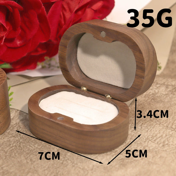 Wholesale Oval Black Walnut Vintage Jewelry Carving Ring Box For Women