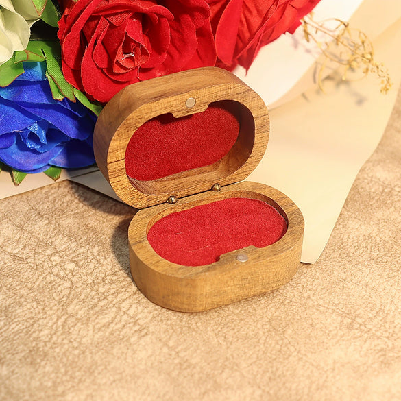 Wholesale Oval Black Walnut Vintage Jewelry Carving Ring Box For Women