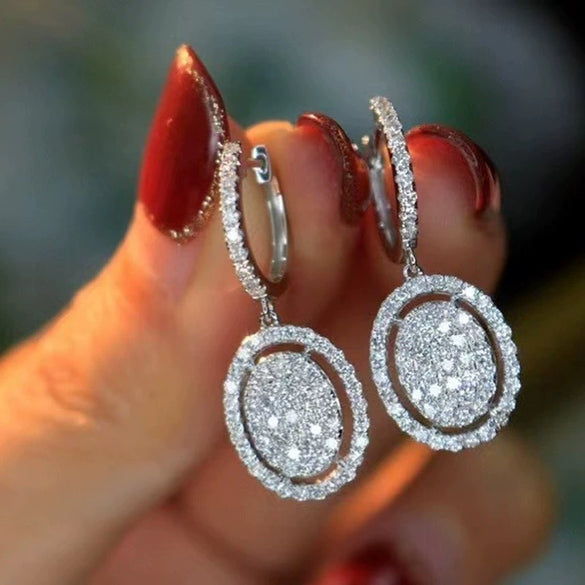 Wholesale Oval Copper Geometric Platinum Plated Women's Earrings