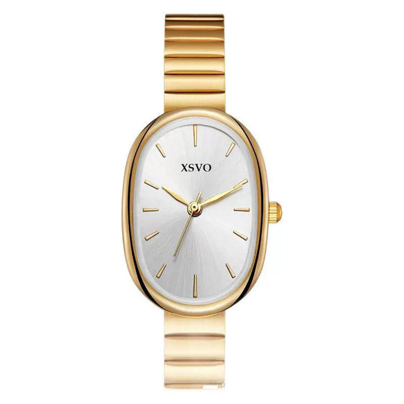 Wholesale Oval Dial Stainless Steel Band Pointer Watch For Female With Retro Simple Style