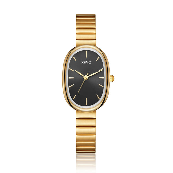 Wholesale Oval Dial Stainless Steel Band Pointer Watch For Female With Retro Simple Style