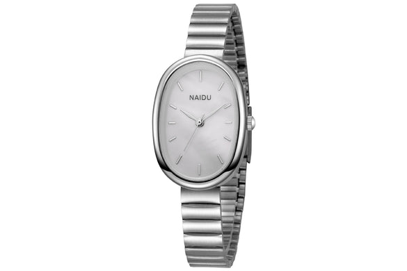 Wholesale Oval Dial Stainless Steel Band Pointer Watch For Female With Retro Simple Style