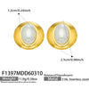 Wholesale Oval Geometric Motherofpearl Stainless Steel Earrings With 18K Gold Electroplating For Women