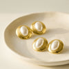 Wholesale Oval Geometric Motherofpearl Stainless Steel Earrings With 18K Gold Electroplating For Women
