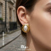 Wholesale Oval Geometric Motherofpearl Stainless Steel Earrings With 18K Gold Electroplating For Women