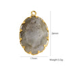 Wholesale Oval Natural Stone And Stainless Steel Necklace Pendant Accessories With Geometric Style And Stainless Steel Edging