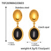 Wholesale Oval Opal Jewelry Set With Stainless Steel And Real Gold Plated Electroplating For Women