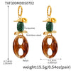 Wholesale Oval Resin And Stainless Steel Geometric Pig Nose Earrings For Women With Electroplating Design