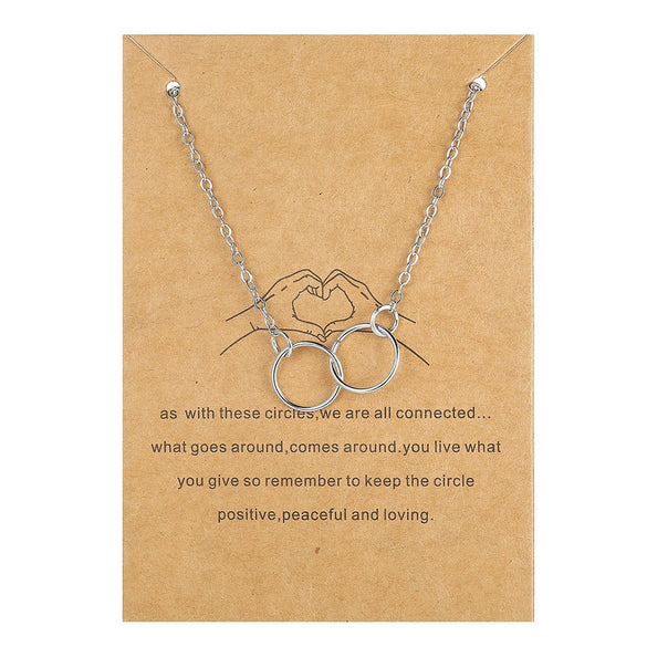 Wholesale Paper Card Necklace With Simple Circle Clavicle Chain Retro Letter And Butterfly Design Alloy Material Electroplating Treatment