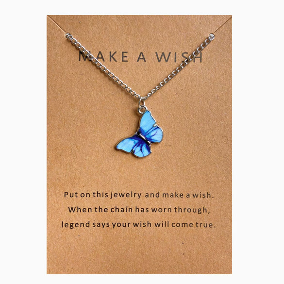 Wholesale Paper Card Necklace With Simple Circle Clavicle Chain Retro Letter And Butterfly Design Alloy Material Electroplating Treatment