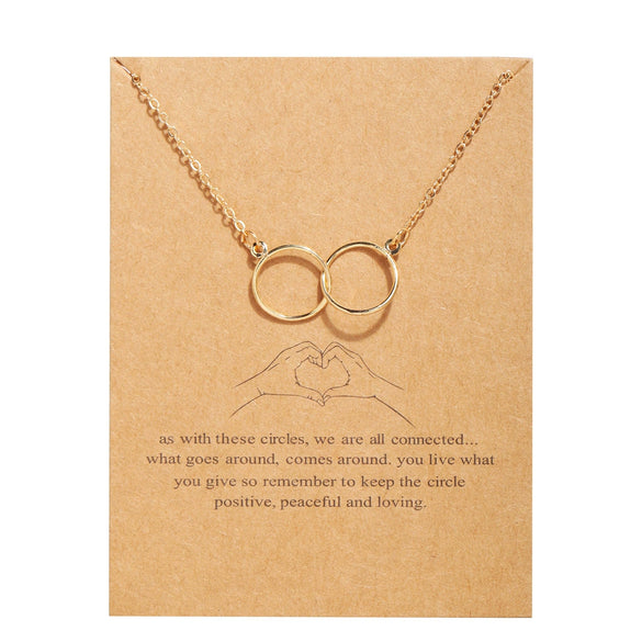 Wholesale Paper Card Necklace With Simple Circle Clavicle Chain Retro Letter And Butterfly Design Alloy Material Electroplating Treatment