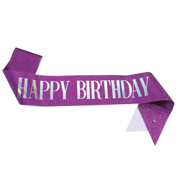 Wholesale Party And Wedding Dress Glitter Cloth Printing Shoulder Strap Happy Birthday Design