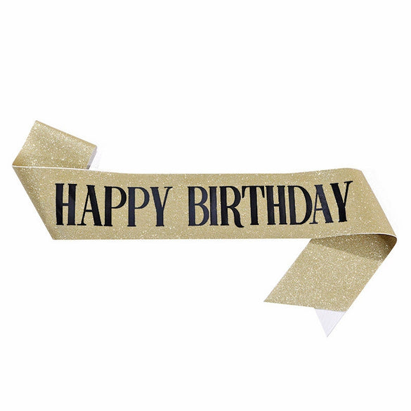 Wholesale Party And Wedding Dress Glitter Cloth Printing Shoulder Strap Happy Birthday Design