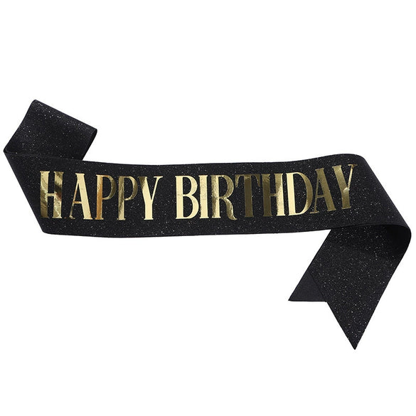 Wholesale Party And Wedding Dress Glitter Cloth Printing Shoulder Strap Happy Birthday Design