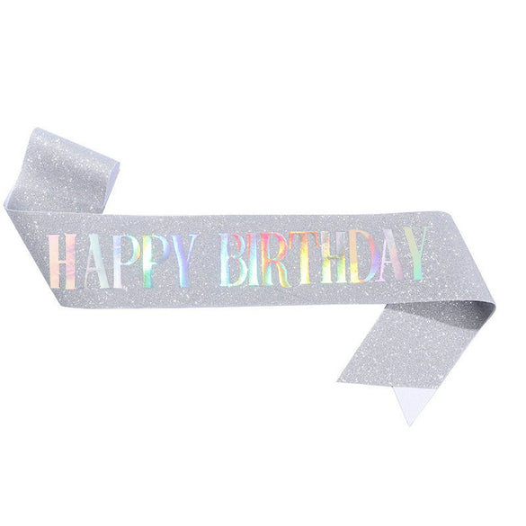 Wholesale Party And Wedding Dress Glitter Cloth Printing Shoulder Strap Happy Birthday Design