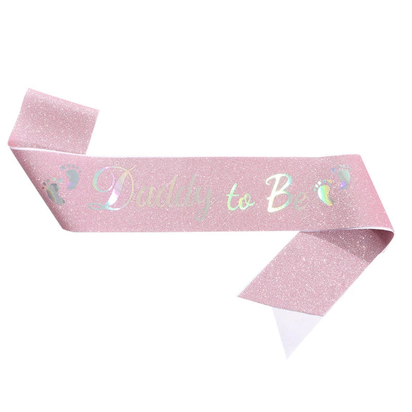 Wholesale Party Headband Shoulder Strap Etiquette Belt Ribbon For Mommy To Be And Daddy To Be Glitter Cloth Bronzing