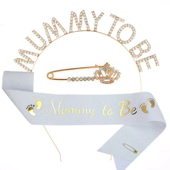 Wholesale Party Headband Shoulder Strap Etiquette Belt Ribbon For Mommy To Be And Daddy To Be Glitter Cloth Bronzing