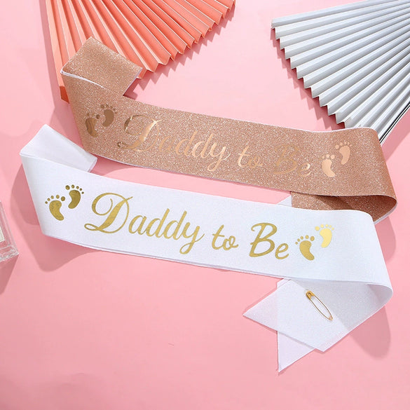 Wholesale Party Headband Shoulder Strap Etiquette Belt Ribbon For Mommy To Be And Daddy To Be Glitter Cloth Bronzing