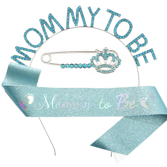 Wholesale Party Headband Shoulder Strap Etiquette Belt Ribbon For Mommy To Be And Daddy To Be Glitter Cloth Bronzing