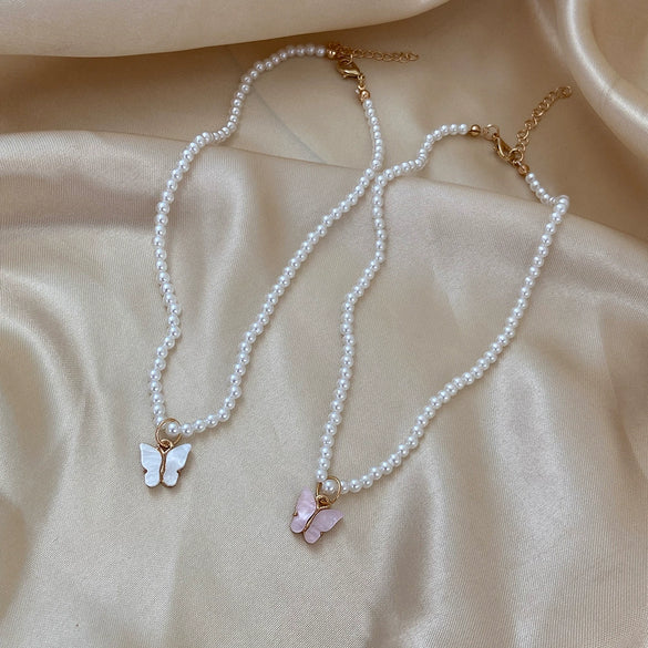 Wholesale Pearl Butterfly Pendant Necklace