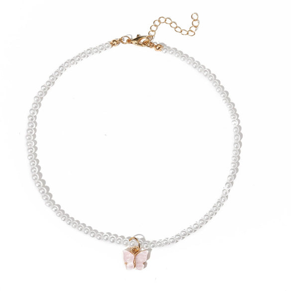Wholesale Pearl Butterfly Pendant Necklace