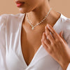Wholesale Pearl Clavicle Chain Necklace With Geometric Pattern Copper Plated With Real Gold Electroplating For Women