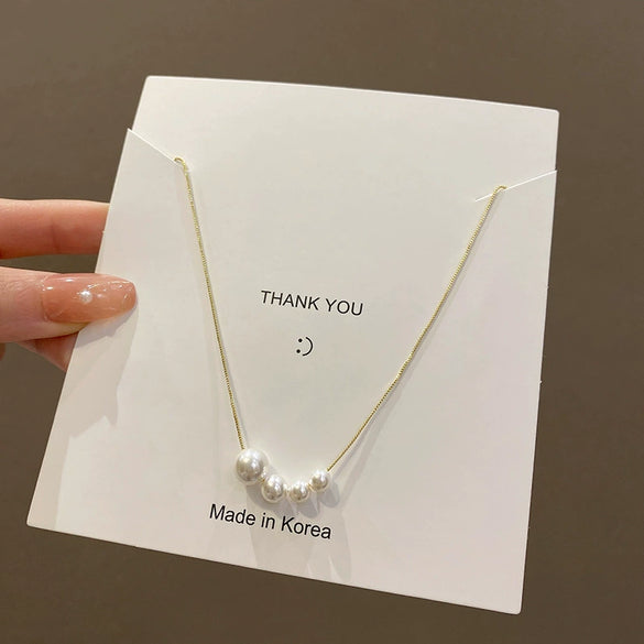Wholesale Pearl Clavicle Chain Necklace Women's Light Luxury Niche Design Copper Geometric Electroplating