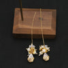 Wholesale Pearl Earrings Antique Geometric Style Zircon Flower Cluster Electroplated Jewelry