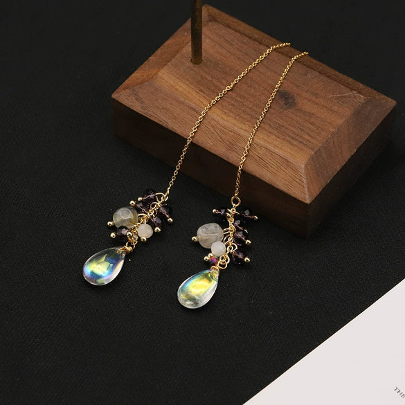 Wholesale Pearl Earrings Antique Geometric Style Zircon Flower Cluster Electroplated Jewelry
