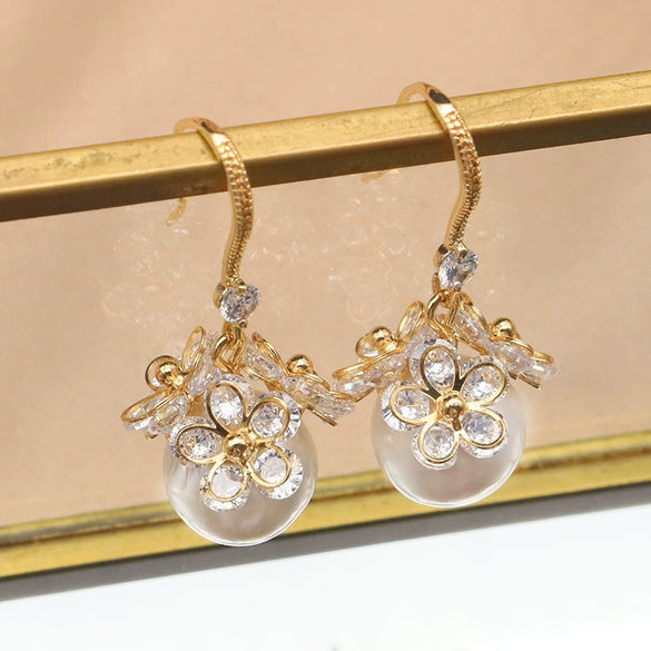 Wholesale Pearl Earrings Retro Geometric Style Electroplating For Women