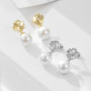 Wholesale Pearl Earrings S925 Silver Five Leaf Clover Flower Real Gold Plated