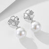Wholesale Pearl Earrings S925 Silver Five Leaf Clover Flower Real Gold Plated
