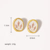 Wholesale Pearl Earrings S925 Silver Needle Retro Enamel Drip Glaze Geometric Style Electroplated For Women