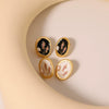 Wholesale Pearl Earrings S925 Silver Needle Retro Enamel Drip Glaze Geometric Style Electroplated For Women