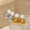 Wholesale Pearl Earrings With High Grade Stainless Steel Ball Pendant Geometric Pattern Electroplated Fashion Ol Style For Women