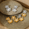 Wholesale Pearl Flower Earrings Stainless Steel Vacuum Electroplated Gold Retro Flower Style Ear Jewelry For Women