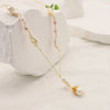Wholesale Pearl Geometric Bamboo Chain Women's Elegant Highgrade Long Pendant Clavicle Chain 18K Real Gold Electroplated Color Retaining Jewelry