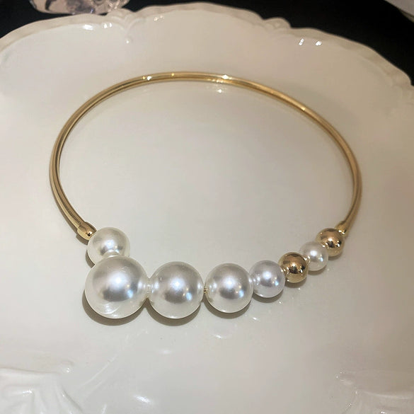 Wholesale Pearl Geometric Copper Necklace Electroplated For Women Fashion Personality Choker Collar
