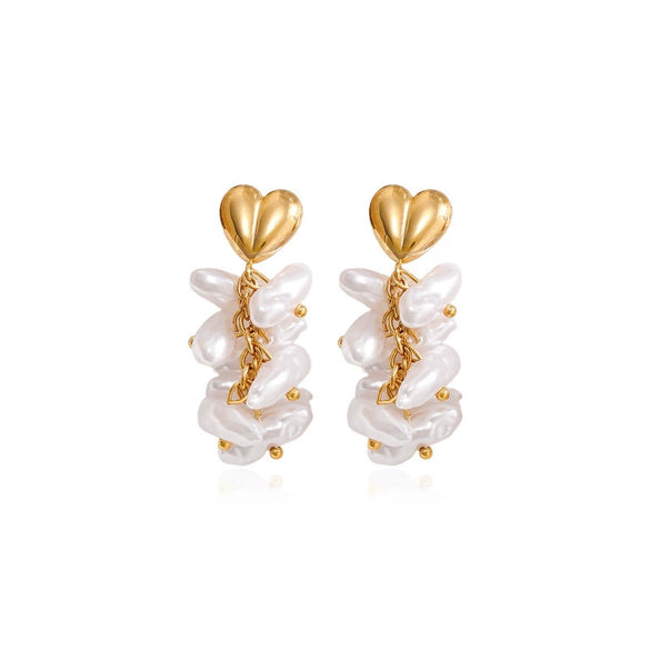 Wholesale Pearl Geometric Earrings With Vacuum Real Gold Plating For Women