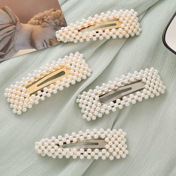 Wholesale Pearl Geometric Handmade French Retro Style Bb Clip Women's Hair Accessories
