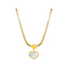 Wholesale Pearl Heart Snake Bone Chain Titanium Steel Necklace With Love Water Drop Bell Patterns Electroplated Jewelry Set For Women